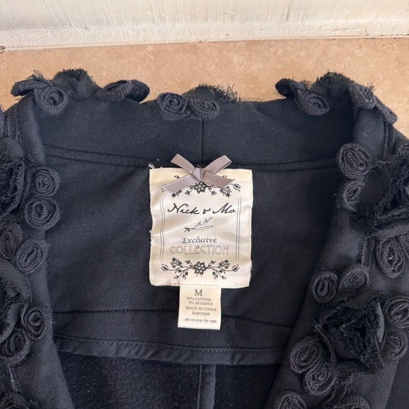 Nick and Mo Anthropologie Black V Neck Long Sleeve Knit Jacket Womens Size M - Picture 11 of 13